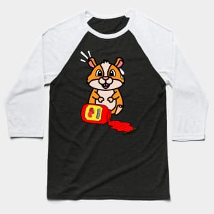 Funny hamster spilled tomato ketchup Baseball T-Shirt